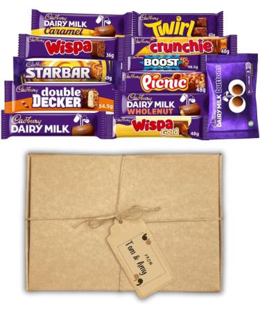 Personalised Cadbury chocolates hamper gift for everyone in unique presentation Full Sized Bars of the most favourite flavours comes with your own meaningful message (Personalised) - Buy Online on GoSupps.com