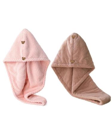 Casiler 2 packs hair towel wrap dry hair turban anti-frizz microfiber hair towel for curly long thick hair super absorbent