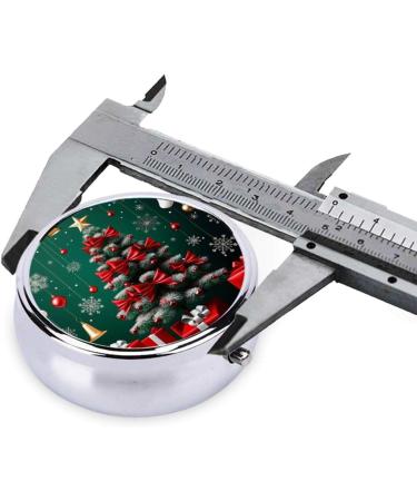 Portable Metal Pill Box - Christmas Trees & Presents Design 3-Compartment Travel-Friendly Hinged Fastening Ideal for Small Pills - Buy Now - Buy Online on GoSupps.com