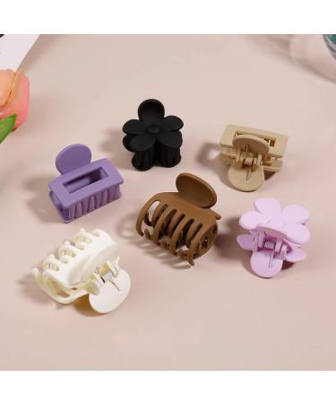 Mini Hair Clips Variety Pack for Women - Matte Finish Square Flower Design - Fashionable Hair Claw Clips for Thin, Short Hair - Small Size - Buy Online on GoSupps.com