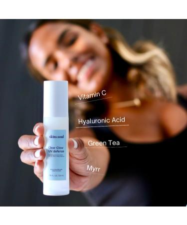 Skin & Soul Clear Glow UV Defense SPF 50 Clear Lightweight Hydrating Sunscreen with Vitamin C & Antioxidants Dewy Glow Finish Acne-Safe for Sensitive Skin Broad Spectrum SPF 1 fl oz (30 mL) - Buy Online on GoSupps.com