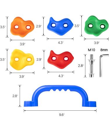 Kids Rock Climbing Holds Set - 20 Holds with 2 Safety Handles | Indoor Outdoor Rock Wall Kit with Mounting Hardware - Buy Online on GoSupps.com