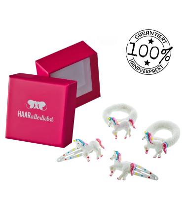 Unicorn Hairdressing Set for Girls - 4 Parts with Glitter White & Pink Storage Box | International Shipping - Buy Online on GoSupps.com