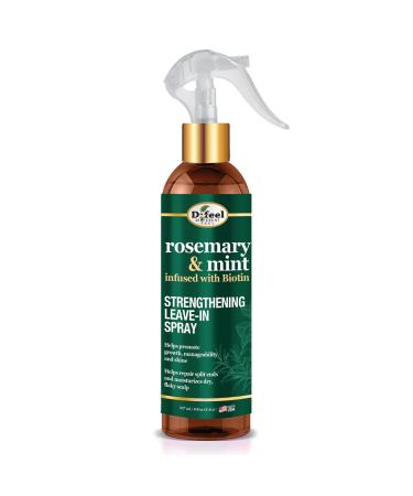 Difeel Rosemary and Mint Biotin Elevated Strengthening Leave-In Spray 8oz. - Made with Natural Mint & Rosemary Oil for Strengthening Hair Growth Split Ends and Shine