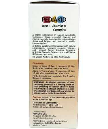 Pediakid Iron + Vitamin B Complex - Natural Supplement for Children's Fatigue & Tiredness - Buy Online on GoSupps.com
