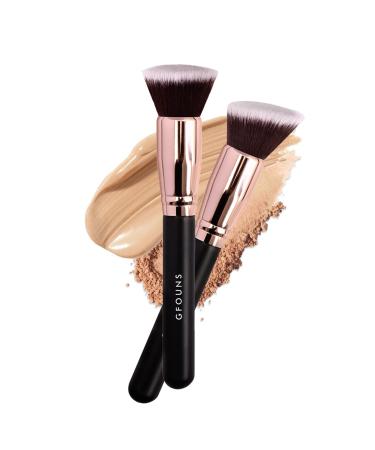 GFOUNS Foundation Brush For Liquid Makeup :Angled & Flat Top Kabuki Brush Synthetic Professional Makeup Brush For Liquid Cream and Powder-Buffing Blending Flawless Face Brush(GFOUNS-BR003-2P)