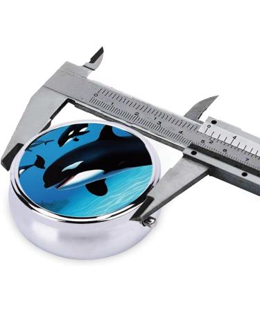 Killer Whales Swim Along Round Pill Box | 3 Compartment Travel Medicine Organizer | Mini Decorative Pocket Purse for Vitamins & Tablets - Buy Online on GoSupps.com