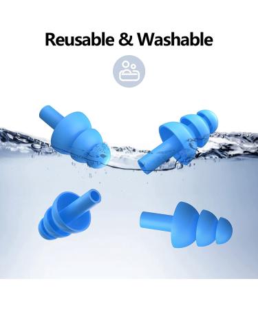 Tonmom Reusable Silicone Ear Plugs - 12 Pairs for Sleeping, Swimming, Concerts - 32dB Noise Reduction - Waterproof - Ideal for Study, Snoring, Work, and Airplanes (Blue) - Buy Online on GoSupps.com