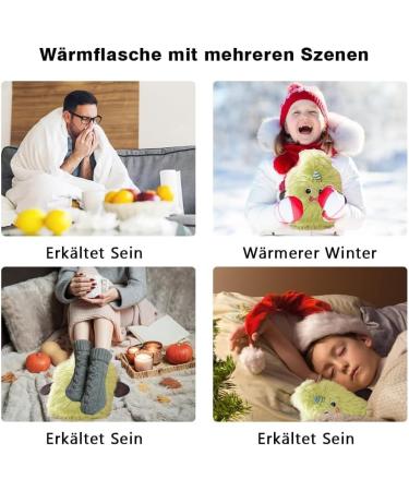 850ml Hot Water Bottle with Cozy Soft Cover - Pain Relief & Gift Idea for Family Friends & Kids - Green Plush Design - Buy Online on GoSupps.com