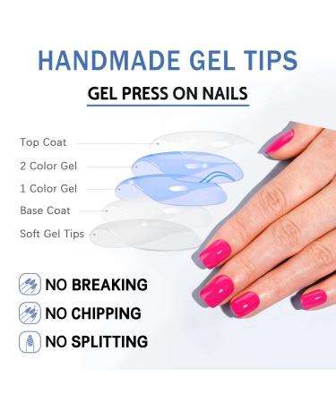 BettyCora Square Press-On Nails Set - 24 Pcs, 12 Sizes, Spring/Summer Gel Acrylic Manicure for Women/Girls - Pink/Magenta - Buy Online on GoSupps.com
