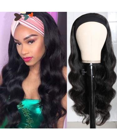 Dan & Dre Curly Wave Headband Wig for Women | Adjustable Fashionable Scarf Wig | High Temperature Fiber Afro Long Black Wig - Buy Online on GoSupps.com