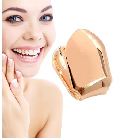 Gold Caps for Teeth - 14k Gold Realistic Fake Teeth Grills Stylish Plain Single Tooth Caps Small Size Eye-Catching Mouth Grills for Women and Men Party and Hip Hop Style Rose Gold - Buy Online on GoSupps.com