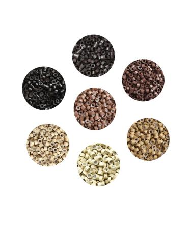 1000pcs 5.0X3.0X3.0mm Silicone Micro Rings Links Beads for Hair Extensions (Brown) 1000 pieces Brown