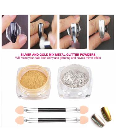 Buy Glitter Pigment Powder for Nails - Chrome Effect Nail Art | Gold & Silver DIY Manicure Decoration - Buy Online on GoSupps.com