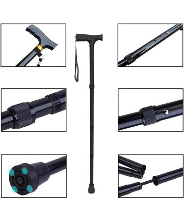 Folding Cane for Men/Women Black Lightweight Portable Adjustable Walking Stick Telescopic Non-Slip Aluminum Cane - Buy Online on GoSupps.com