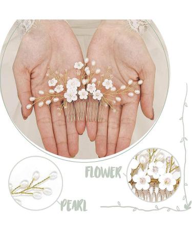 ISLHJDD Bridal Wedding Vine Hair Combs Gold Bridal Hair Barrettes Pins Crystal Pearl Hair Comb Wedding Hair Accessory Decorative Wedding Hair Comb Hair Accessories for Brides Girls - Buy Online on GoSupps.com