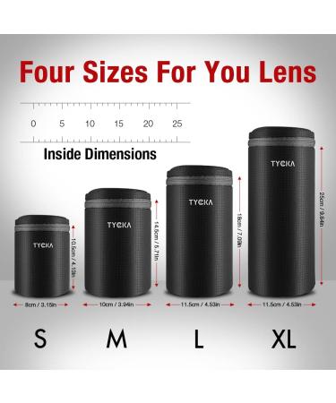Tycka Water Resistant Camera Lens Pouch - Black (4 Sizes) | DSLR Lens Case Bag with Zipper - Buy Online on GoSupps.com