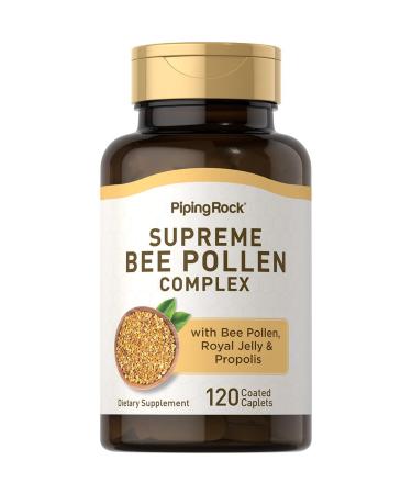Piping Rock Bee Pollen with Royal Jelly and Propolis | 120 Caplets | Complex Supplement for Women and Men | Non-GMO Gluten Free