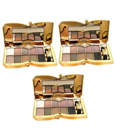FOMIYES 3pcs Colors Eyeshadow with and Flash Colorful Brush Eye Shadow Makeup Mirror Glitter #