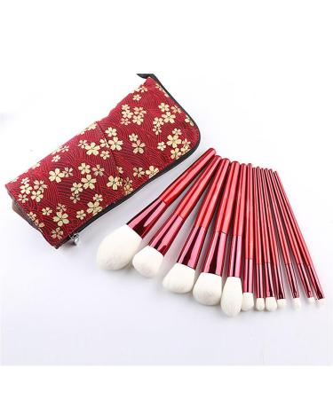 12 Rose Red Makeup Brushes Set - Complete Beauty Tools for Blush & Eyeshadow | International Shipping - Buy Online on GoSupps.com