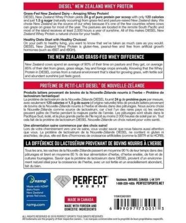 PERFECT Sports Diesel Whey Protein Powder | New Zealand Grass-Fed & Pasture Raised - 2 LB (Vanilla Ice Cream) - Buy Online on GoSupps.com