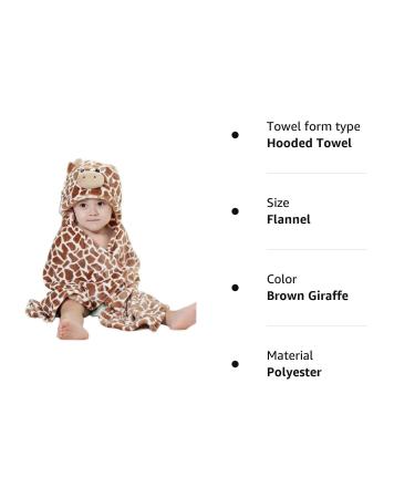 Brown Giraffe Baby Hooded Bathrobe Animal Blanket - Cozy Fleece Flannel - Buy Online on GoSupps.com