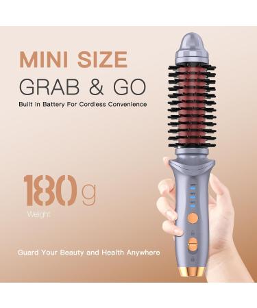 Portable Cordless Curling Iron Brush for Women - Anti-Scald Heated Hair Curler Wand with Extra Long Tourmaline Ceramic Barrel - Ideal for Travel (Purple - Buy Online on GoSupps.com