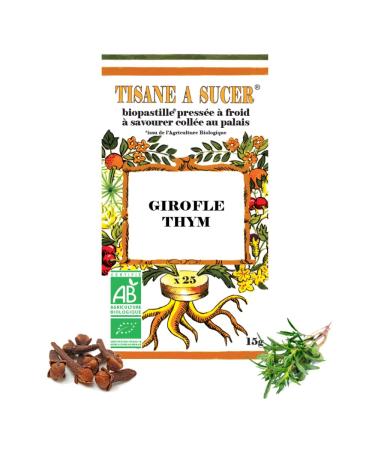 Organic Herbal Tea Lozenges for Sucking Clove and Thyme - 15 g - 25 Lozenges