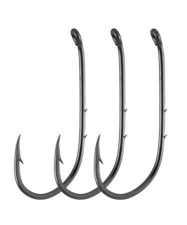Dr.Fish 100 Pack Baitholder Fishing Hooks Walleye Rig Live Bait Hook High Carbon Steel Black Nickel Down-Turned Eye Surf Fishing Bass Crawler Harness #8-100 Pack