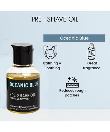 Pin k Woolf Pre-Shave Oil For Men (Oceanic Blue) Softens And Prepares Skin For A Smooth And Razor Burn Free Shave Suitable For All Skin Type - 50 ml (Pack Of 1) - Buy Online on GoSupps.com