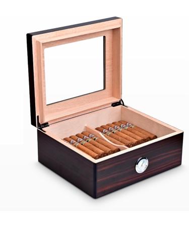 Cigar Humidor Case with Hygrometer Humidifier for 50 Cigars Handmade Cedar Wood Cigar Box Portable Travel Cigar Case for Men - Buy Online on GoSupps.com