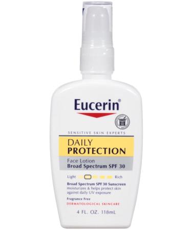 Eucerin Daily Protection Moisturizing Face Lotion Sunscreen SPF 30 Fragrance Free 4 fl oz (118 ml)