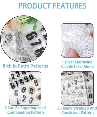 Modixun 4 Themes Retro Rubber Clear Stamps - 34Pcs Transparent Silicone Seal for DIY Scrapbooking and Card Making | Style A - Buy Online on GoSupps.com
