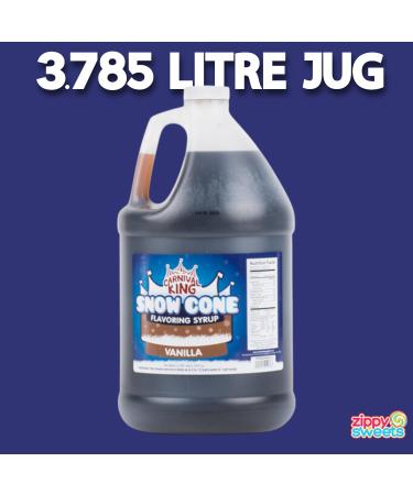 ZippySweets - Vanilla Flavour Snow Cone Syrup with Complimentary Pump 1 Gallon Perfect for Shaved Ice Treats Makes up to 128 Snow Cones Delicious Shaved Ice Syrup for Parties and Fun - Buy Online on GoSupps.com