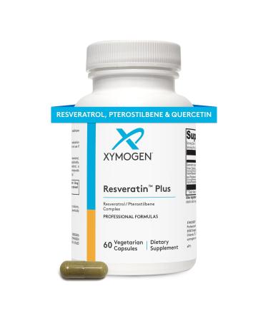 XYMOGEN Resveratin Plus - Patented Pterostilbene + Trans-Resveratrol with Quercetin Antioxidants Supplement to Promote Cardiovascular + Cellular Health, Healthy Aging, Immune Support (60 Capsules)