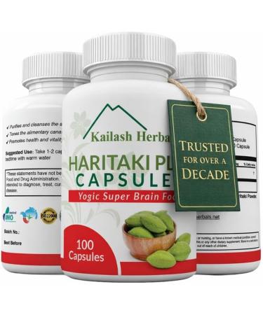 Kailash Herbals Organic Haritaki Capsules - Improves Digestion - Detoxification & Rejuvenation Maintains Regularity - Brain Function- 100 Capsules Terminalia chebula | Vegan Non-GMO - Buy Online on GoSupps.com