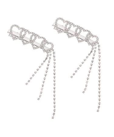 minkissy Love bang clip love barrettes Fashion Hair Clamps heart barrettes heart shaped barrettes Hair Accessories Rhinestone tassel Hair pins Hair Clips shiny girl birthday present Pins