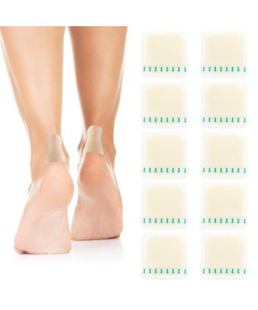 Sibba Heel Pads 10 Pcs Blister Cushions Waterproof Bunions Patch Self Sticky Patch Hydrocolloid Bandages Portable Bandage Pad Fit Foot Care Toe Grind Feet Travel Sport