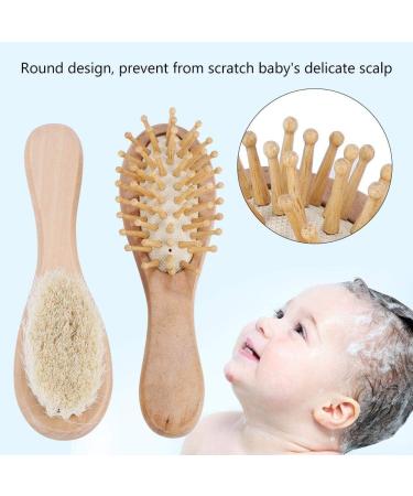 Natural Wooden Baby Hairbrush and Comb Set | Eco-Friendly Newborn Care for Toddlers - Buy Online on GoSupps.com