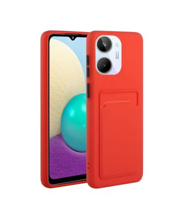Tivenfezk Nadoli Silicone Case for Oppo Realme 10 4G Ultra thin shockproof scratch -resistant Wallet soft TPU protective cover Mobile phone case with credit card holder Oppo realme 10 4g red