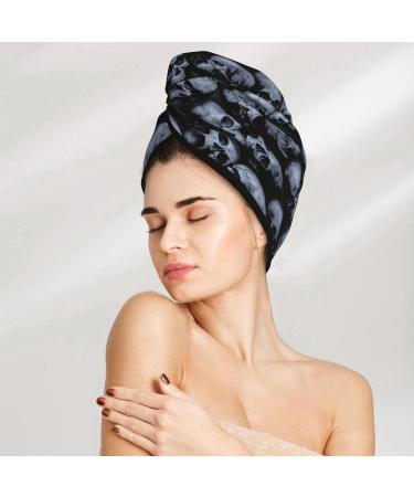 Buy Gothic Skull Microfiber Hair Towel | Super Absorbent Coral Velvet Wrap for Long Curly & Thick Hair - Fast International Shipping - Buy Online on GoSupps.com