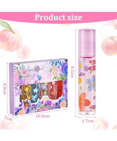 AOOWU 6 Pcs Floral-Flavored Hydrating Lip Oil Set for Long Lasting Lip Glow - Moisturizing Lip Care Balm with Plumping Effect for Women - Buy Online on GoSupps.com