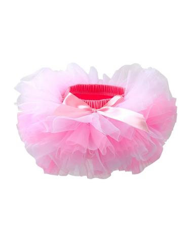 HOOLCHEAN Infant Toddler Baby Girls Super Soft Fluffy Tutu Skirt with Diaper Cover Bloomer 0-6 Months Pink White