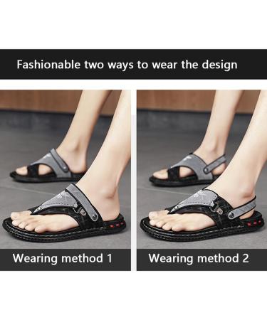Summer Foot Correction Slippers for Men - Indoor & Outdoor Beach Flip Flops Casual Leather Slip-On Soft Athletic Thong Sandals - Size 7.5 Black - Buy Online on GoSupps.com