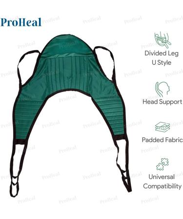 ProHeal Universal Padded Lift U Sling with Head Support - Large Polyester Divided Leg Sling | Compatible with Hoyer, Invacare, McKesson, Drive, Lumex, Joerns - 59 L x 21.5 - Pack of 1 - Buy Online on GoSupps.com
