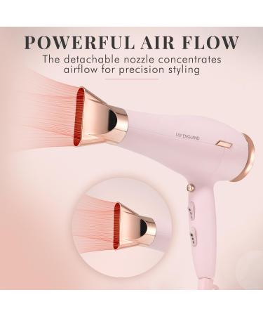 Pink 1800w Hair Dryer for Women - Lightweight & Fast Drying - Lily England Hairdryers (UK Plug) - Buy Online on GoSupps.com