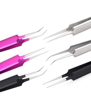 Premium Stainless Steel Pliers | Volume Eyelash Eyebrow & Extension Tweezers - Straight & Curved Tips - Buy Online on GoSupps.com