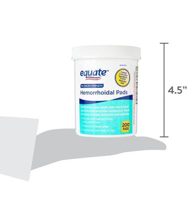 BASKETGOODS Equate Hemorrhoid Wipes Maximum Strength Cool Relief 200 Count (Pack of 1) Set by Basket Goods - Buy Online on GoSupps.com