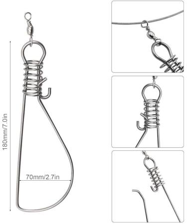 Hunter's Tail Fish Stringer - Heavy Duty Stainless Steel Wade Fishing Clip with 10 Snaps - Buy Online on GoSupps.com