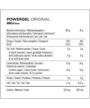 PowerBar PowerGel Original Vanilla - 24x41g High Carb Energy Gel with C2MAX - Sodium - Ideal for Endurance & Sports - International Shipping Available - Buy Online on GoSupps.com